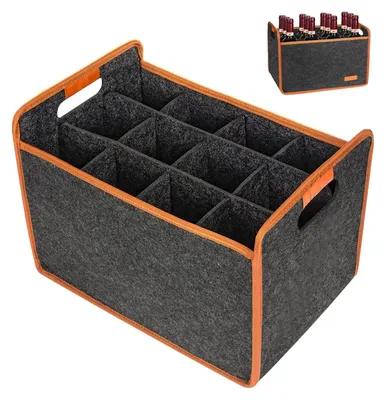 Immagine prodotto di Portabottiglie pieghevole, con 12 scomparti, riutilizzabile, con borsa per il trasporto, ideale per bottiglie di vino
