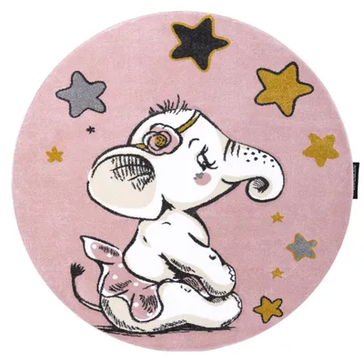 Produktbild von Kinderteppich PETIT ELEPHANT ELEFANT STERNE Kreis rosa Rosa rund 140 cm