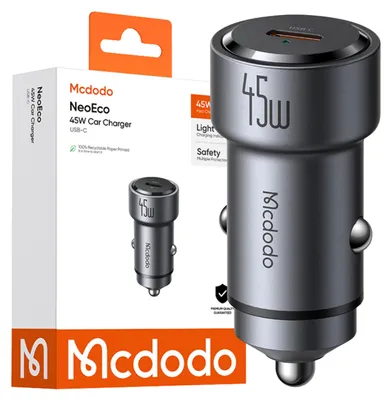 Zdjęcie produktu dla Mcdodo Szybka Ładowarka Samochodowa Do Telefonu Laptopa Tabletu Usb-C 45W