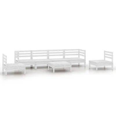 Imagen del producto de vidaXL Juego de jardín de 7 piezas, color blanco, madera maciza de pino