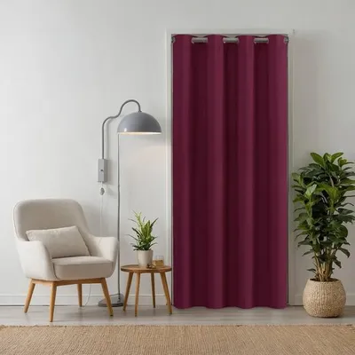 Produktbild von tinycurtains Türvorhang 195x150cm mit Teleskopstange (silber), einfache Montage in nur 1 Minute ohne Bohren, Thermovorhang
