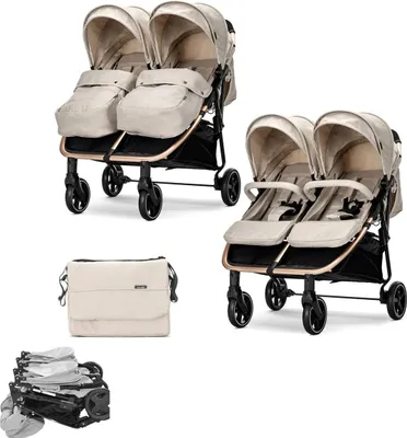 Produktbild von Lorelli DUO Zwillingsbuggy/Geschwisterbuggy bis 22 kg – 2 Sitze, Liegeposition, Alurahmen, Einhand-Faltung, großes Verdeck, EN 1888