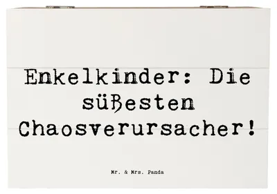 Produktbild von Mr. & Mrs. Panda Box Spruch Enkelkinder Chaos 22 x 15 cm - Weiß - Geschenk, Handgemacht, Familienmitglieder, Geschenke, fotobox, schmuckbox, Truhe, Familienleben, Leben