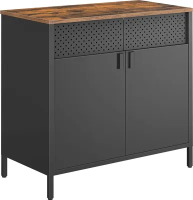 Produktbild von Songmics Aufbewahrungsschrank Metallschrank Doppeltür Verstellbar Vintagebraun