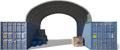 Produktbild von TOOLPORT Container Überdachung Contop 6x6m  PVC Plane 2300N grau  Lagerhalle Schüttgut Unterstand Zelthalle