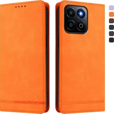 Image de Etui pour Honor X7C 5G, étui rétro en cuirPolyuréthaneavec support et fentes pour cartes Orange