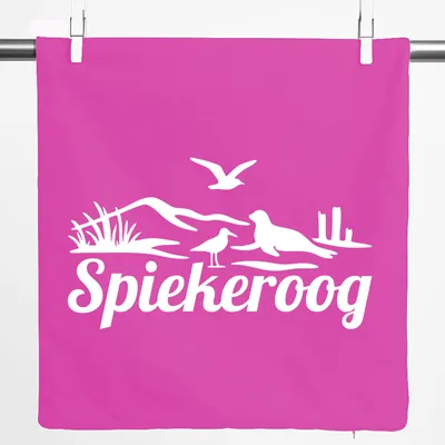 Produktbild von Huuraa Kissenbezug Spiekeroog Strandmotiv 40x40cm Fuchsia Baumwolle Dekokissenbezug Geschenkidee