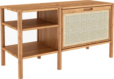 Produktbild von Sideboard 115 cm breit, Eiche massiv geölt mit Rattangeflecht, PORI-165