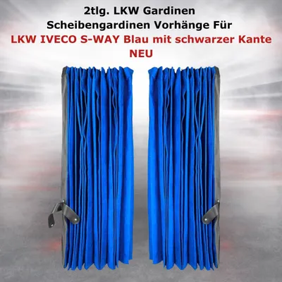Obrázek produktu pro 2 kusy závěsů do nákladního vozidla, boční závěsy, závěsy, pro nákladní vozidlo IVECO S-WAY, modré s černou lemovkou,