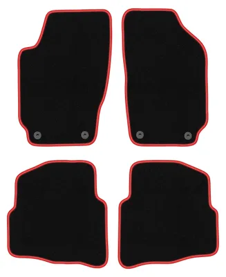 Obrázek produktu pro Velurové autokoberce pro: Skoda Fabia I 1999-2007 (hatchback/sedan/kombi) – sada 4 ks, černo-červené, na míru – Wielganizator CARLUX