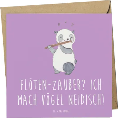 Produktbild von Mr. & Mrs. Panda Grußkarte Flöte Zauber - Lavendeltraum - Geschenk, Musikinstrument, Glückwunschkarte, Melodie, Lernen, doppelkarte, faltkarte, Neid, anlasskarte, Vögel