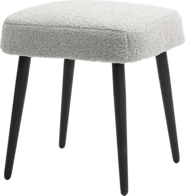 Produktbild von HOMCOM Fußhocker Sitzhocker Quadratischer Schminkhocker Fußstütze mit Kaschmir-Optik, Stahlbeine, für Wohnzimmer, Schlafzimmer, Hellgrau