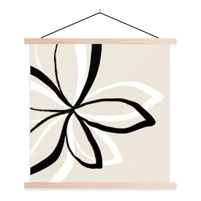 Produktbild von MuchoWow® Textilposter Blumen - Abstrakt - Minimalismus 40x40 cm mit holzfarbenen Rahmen - Posterleiste