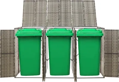 Produktbild von vidaXL Box na 3 tuny šedý 207x80x117 cm Poly ratan