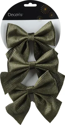 Produktbild von 3er Set grüne Dekoschleifen 12 cm, fertig gebunden, aus Textil mit Draht