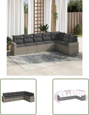 Produktbild von The Living Store 7-tlg. Garten-Sofagarnitur mit Kissen Grau Poly Rattan