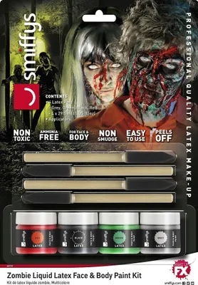 Produktbild von Flüssiglatex Set mit Applikator 4 x 29,5 ml - Zombie