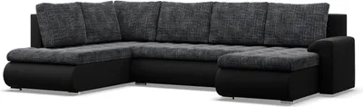 Produktbild von U-Sofa mit Schlaffunktion Foresta, Ottomane, Dunkelgrau + Schwarz