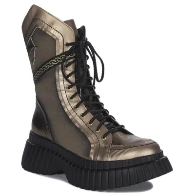 Produktbild von Damen Stiefeletten aus Stoff mit Schnürverschluss, Reißverschluss und wärmendem Futter