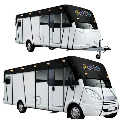 Obrázok produktu pre Ochranný obal na karavan, strešný, vodotesný, čierny, rozmer 6,5 x 3 m, materiál: 600D Oxford