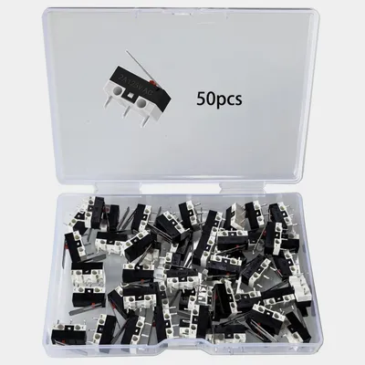 50 Stück Mini-Mikroschalter, SPDT, 125 V, 2 A, langer Hebel