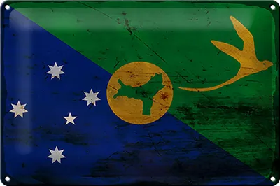 Produktbild von Blechschild Flagge Weihnachtsinsel 30x20cm Flag Rost