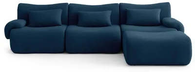 Obrázek produktu pro MILYSOFA SOFATIME – třímístná modulární rohová pohovka s lehátkem, jemná bouclé látka, tmavě modrá