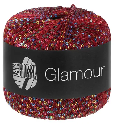 Produktbild von Lana Grossa GLAMOUR 25 g Beilaufgarn mit Pailletten für funkelnde Akzente 115 m Farbe 111 - Dunkelrot