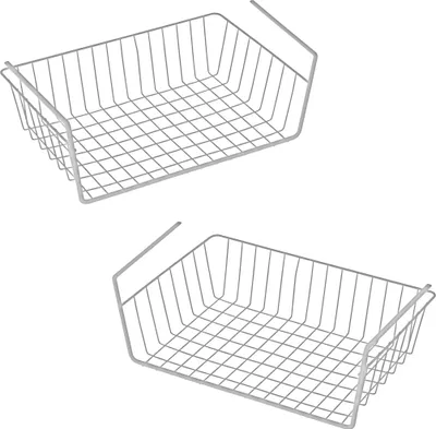 Two wire storage baskets stacked vertically.