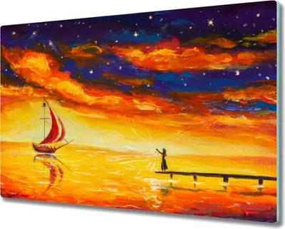 Produktbild von Coloray Hackbrett Küchenbrett Kochplattenabdeckung Schneidebrett Herdabdeckplatte 80x52 cm - Das Schiff Nachthimmel
