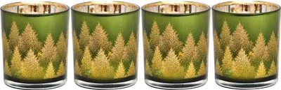 Produktbild von Windlicht Set 4 Gläser Tannen grün