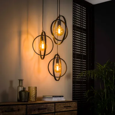 Produktbild von Hoyz - Hängelampe mit 3 Lampen - Turn Around - Schwarz - Industriell