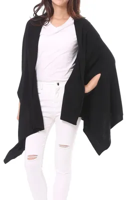 Produktbild von Damen Wollmischung Poncho Schal in Verschiedenen Stilen