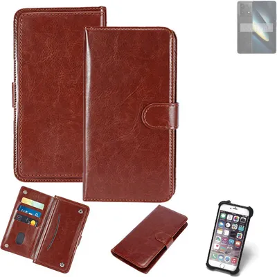 Produktbild von K-S-Trade 360° Hülle kompatibel mit POCO F6 Pro braun Kunstleder Case BookCase WalletCase Kunstlederederhülle Handyhülle, Rundumschutz Bumper (1x)