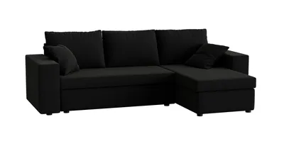 Produktbild von 3 Sitzer Ecksofa ANTONIO ALICE - 248x147x81cm, Ottomane links oder rechts, Schlaffunktion & 2 Bettkästen, Eckgarnitur, Samtbezug in Schwarz