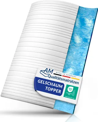 Produktbild von AM Qualitätsmatratzen | Basic Gelschaum-Topper | 200x200 cm | 6 cm Höhe | Matratzentopper | 200/200 | Gel Topper
