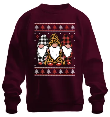 Immagine prodotto di Gnomi di Natale Elfi a scacchi - Pullover unisex di Natale, borgogna, L