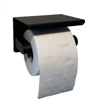 Produktbild von HGMD Toilettenpapierhalter mit Ablage - Schwarz - Selbstklebend / Bohren / Ohne Bohren - Toilettenpapierhalter schwarz - Toilettenpapierhalter ohne Bohren