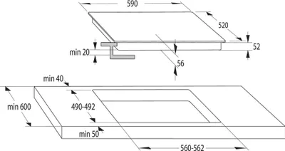 Produktbild von Mora VDIS 653 C, Schwarz, Integriert, 60 cm, Zonen-Induktionskochfeld, Glaskeramik, 4 Zone(n)