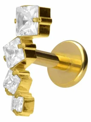 Produktbild von Ohrpiercing, Nasenpiercing Titan Labret mit Innengewinde KRISTALLBOGEN Gold Stablänge: 8mm | Stabstärke: 1,6mm