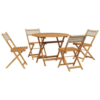 Produktbild von vidaXL 5-tlg. Garten-Essgruppe Beige Poly Rattan und Massivholz