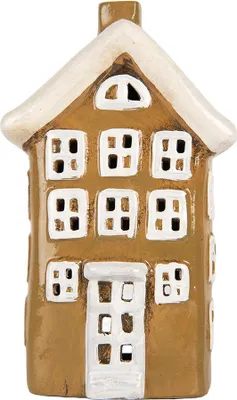 Productafbeelding van Clayre & Eef theelichthouder Haus, 12x8x19 cm, bruin, keramiek