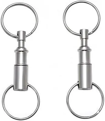 Immagine prodotto di Portachiavi doppio - Portachiavi in metallo - Portachiavi doppio - Pratico accessorio - Set da 2 pezzi - Argento