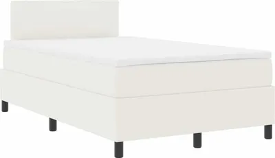 Obrázek produktu pro vidaXL Postel Box spring krémová a bílá 120 x 190 cm manšestrová tkanina
