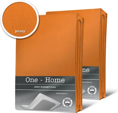 Two folded orange bed sheets are presented against a white background, with a close-up inset showing the fabric texture labeled 'Jersey'.