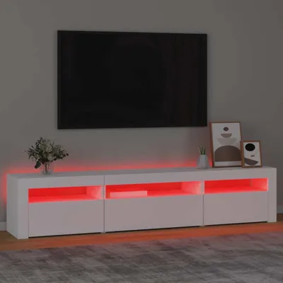 Image de Meuble TV avec lumières LED Blanc 195x35x40 cm