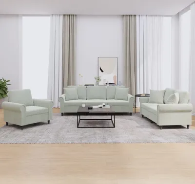 Image de Maison Exclusive - Ensemble de canapés 3 pièces avec coussins, velours gris clair