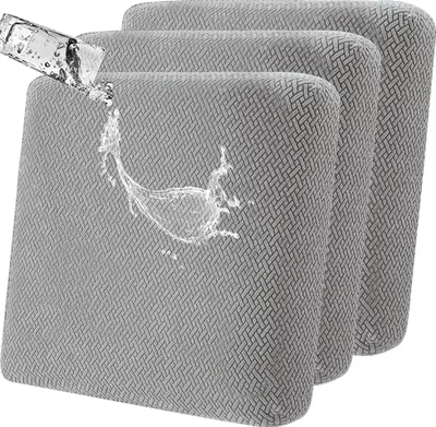 Produktbild von （Hellgrau）3 Stück Wasserdichter Sofa Kissenbezug, Stretch Sofa Sitzkissenbezug, Terrassen Sitzkissenbezug, Outdoor Kissenbezug, Geeignet für Outdoor Sofa, Terrasse, Garten