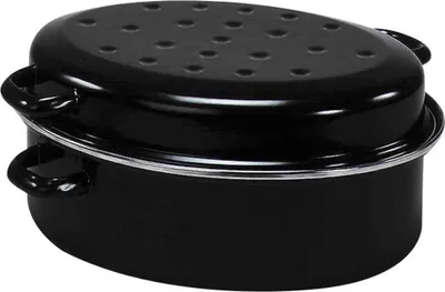 Image de KARL KRÜGER Gänsebräter oval 7,5  Liter Ø38cm emailliert schwarz matt