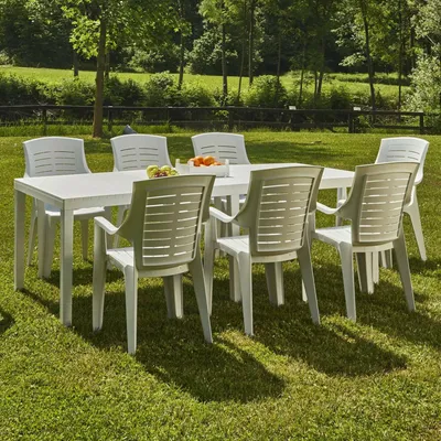 Productafbeelding van Arabesch - Buiten Eettafel, 220x90x72h cm Wit, 10 Zitplaatsen,  Italy